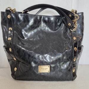 Michael Kors Delancy Studded Logo Mirror Metallic Tote PLUS Wallet